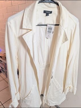 torrid Cream Linen Longline Button-Front Blazer